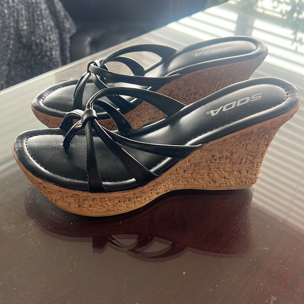Soda brand slip on wedge sandals
